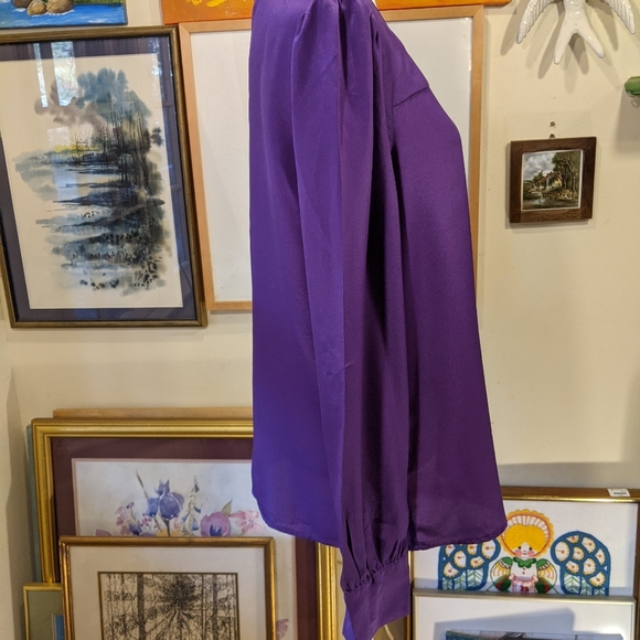 J Crew Bright Purple Blouse SZ M - Picture 10 of 11